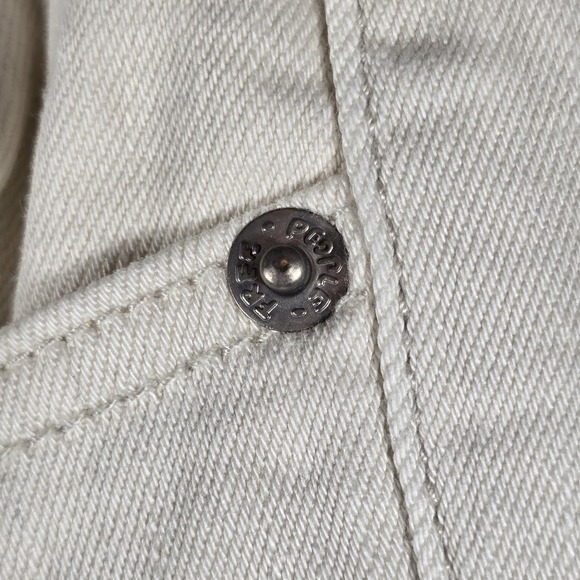 Free People Womens 29 Distressed‎ Skinny Jeans Raw Fringed Frayed Hem Cream - Picture 5 of 11